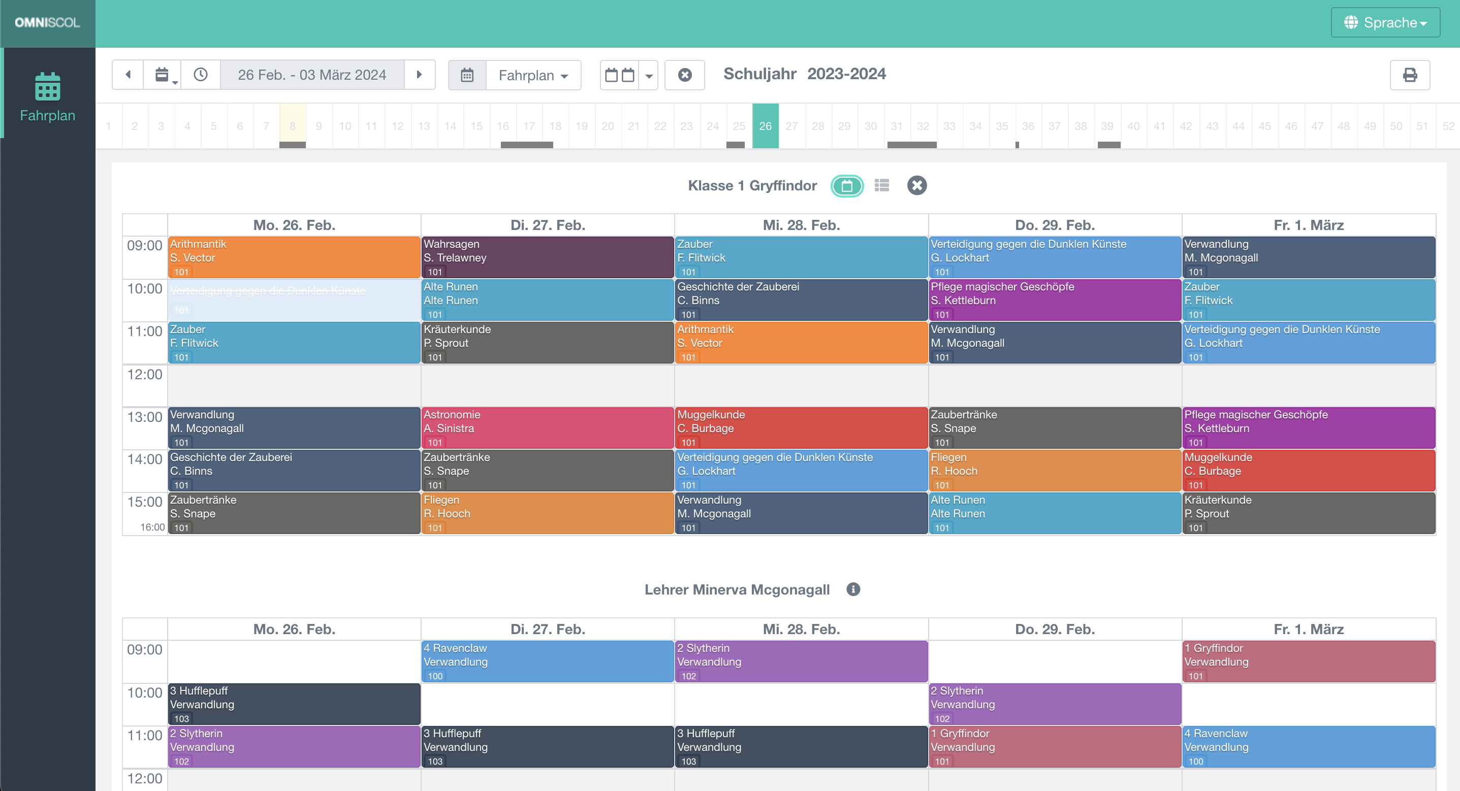exklusive webbasierte Anzeige des Stundenplans eines Lehrers über einen eindeutigen Link
