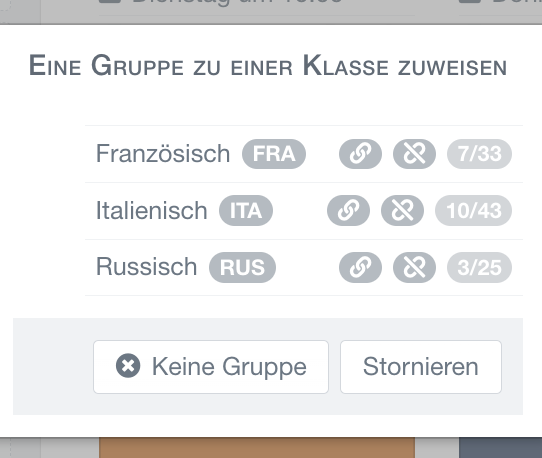 eine Gruppe einer Unterrichtsstunde zuweisen