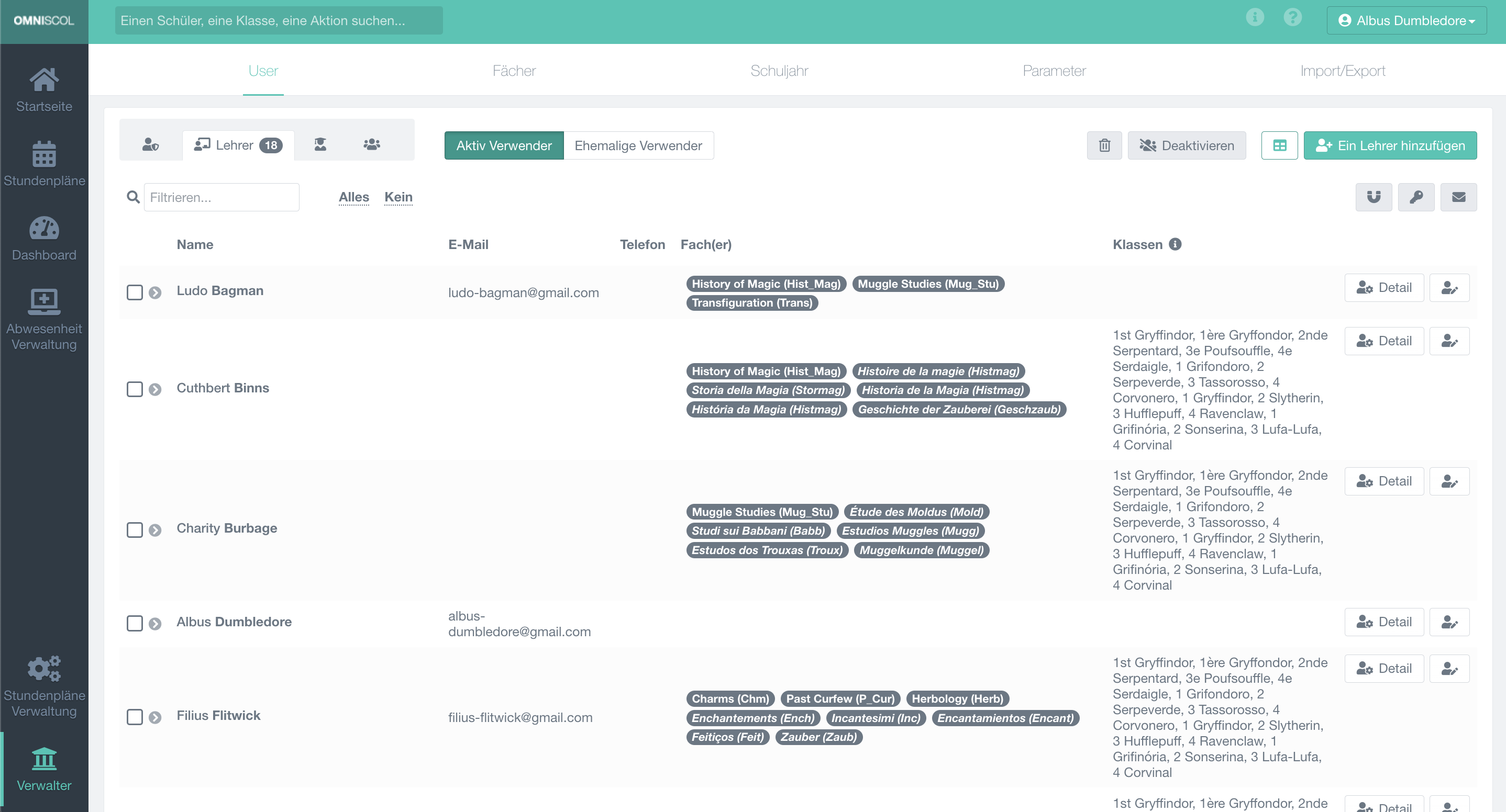 benutzerverwaltungsmodul (Liste, Informationsprofile, Verwaltung) und allgemeine Einstellungen