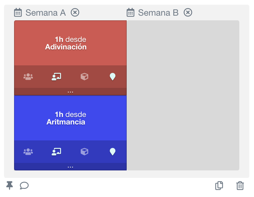 definición de un curso complejo con dos cursos concatenados en una semana, siendo la segunda en alternancia libre