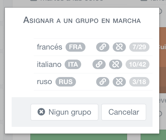 asignar un grupo a un curso
