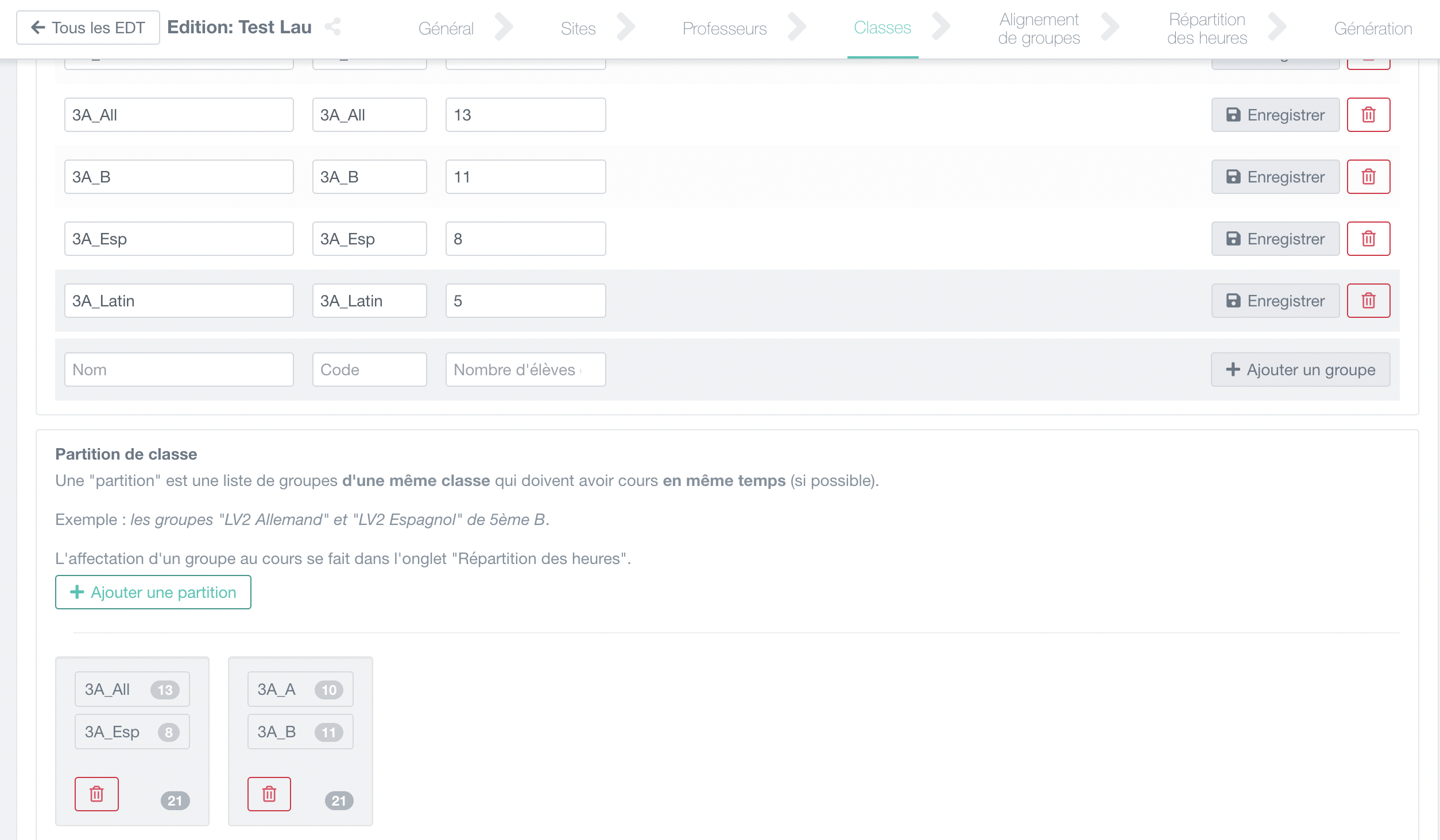 alignement de groupes