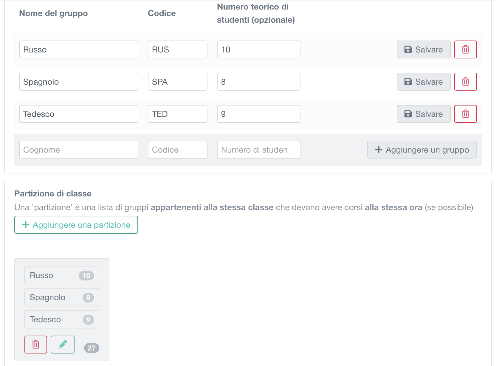 allineamento di gruppi