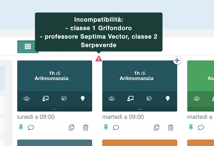 rilevamento problema: avviso sulla lezione