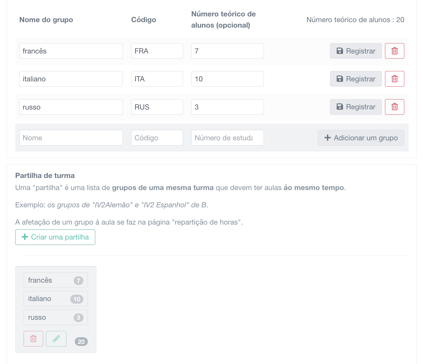 alinhamento de grupos