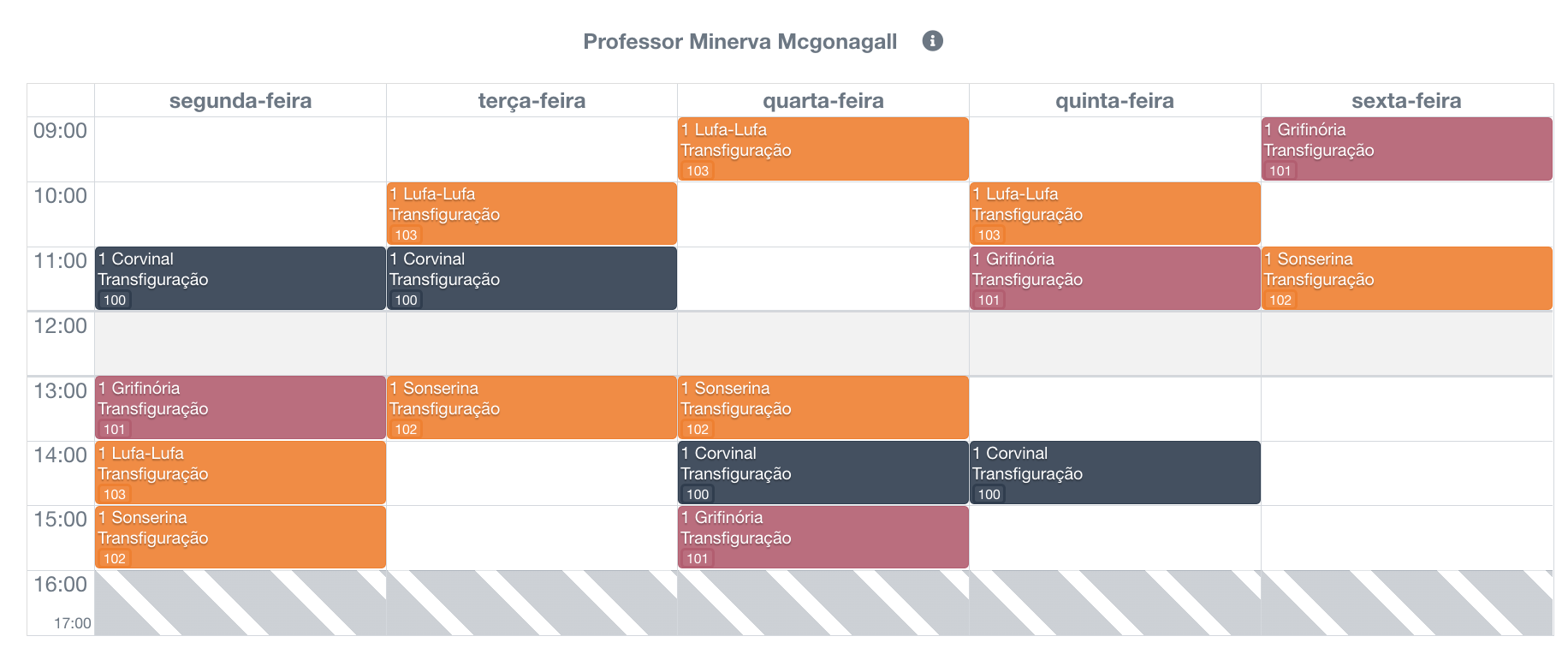 horário de um professor em processo de modificação, com exibição em segundo plano do calendário semanal de disponibilidade (preferências) do professor.